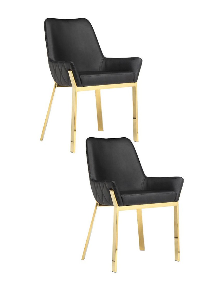 Dining Chairs & Stools * | Pangea Set Of 2 Hudson Diamond Tufted Chairs Home Dining Chairs & Stools