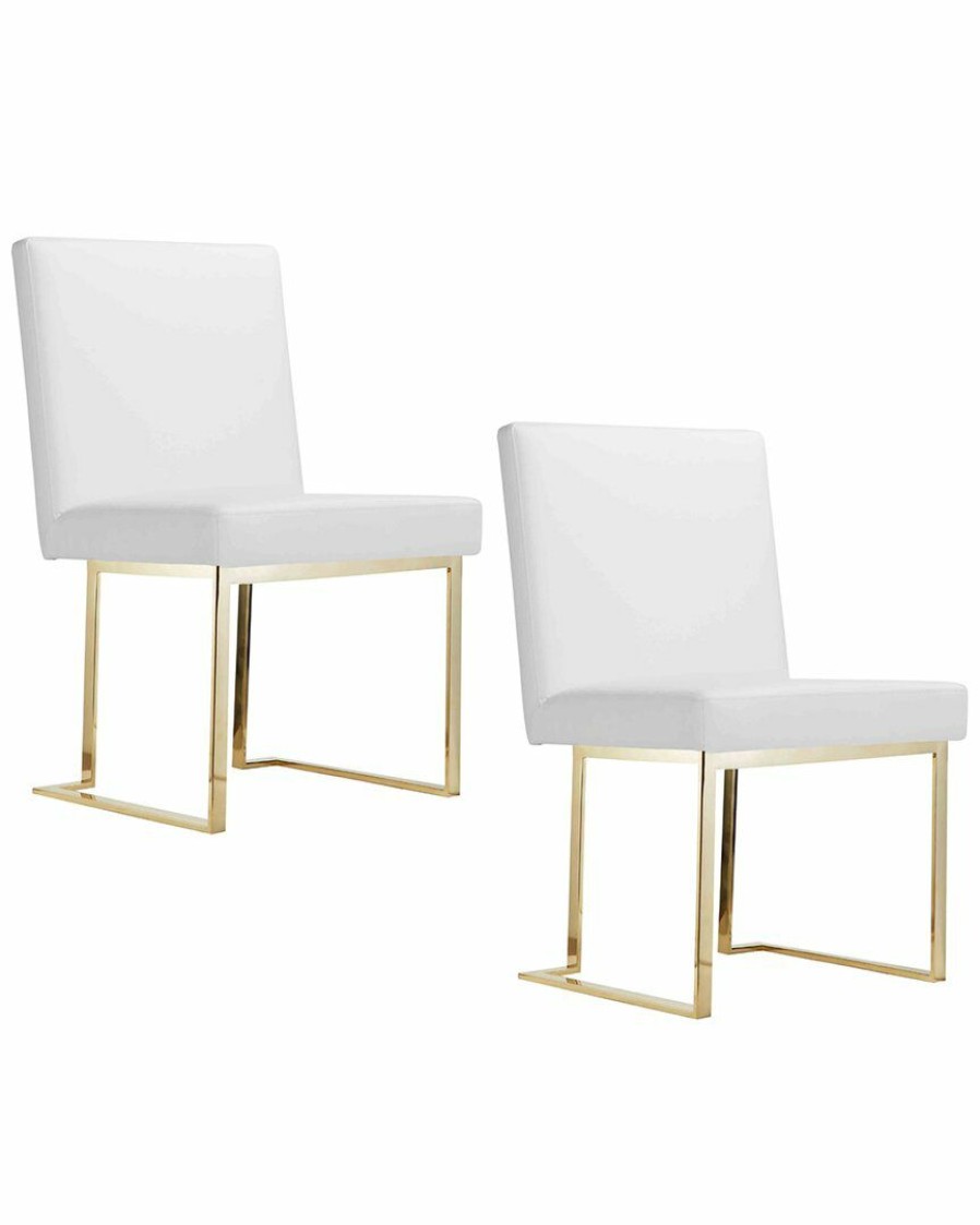 Dining Chairs & Stools * | Pangea Home Gold Dexter Side Chair White (Set Of 2) Dining Chairs & Stools