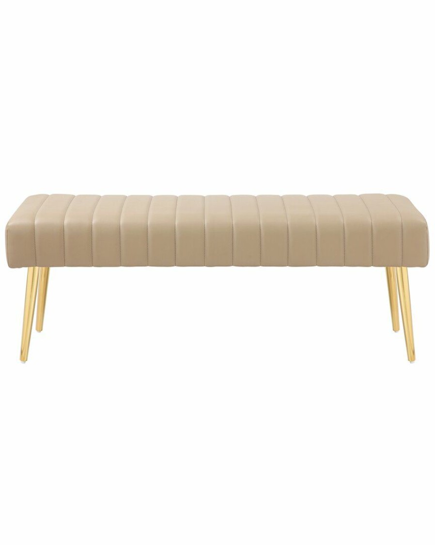 Accent Chairs * | Pangea Home Gold Hilda Bench Accent Chairs