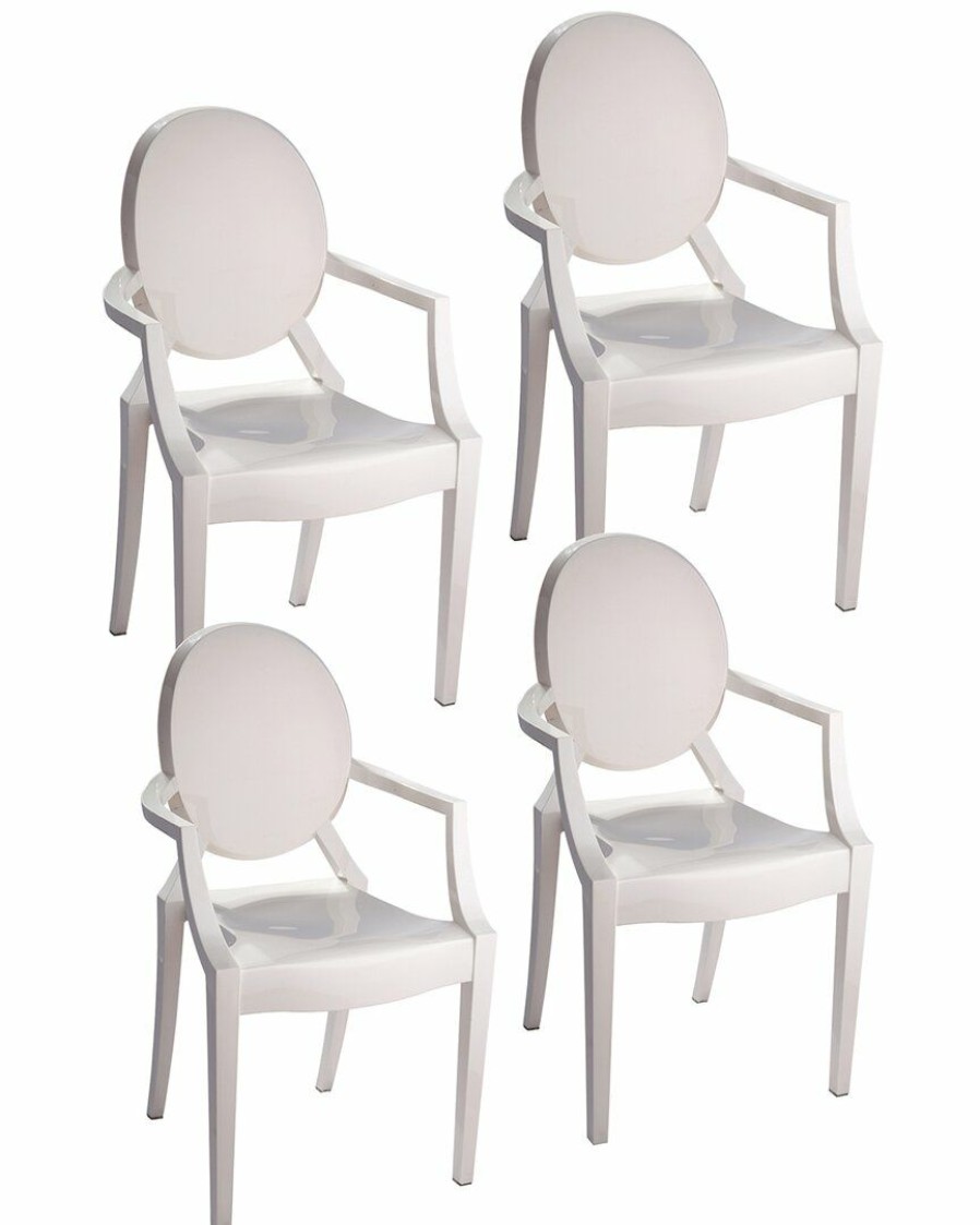 Dining Chairs & Stools * | Pangea Home Bentley Arm Dining Chair White Set Of 4 Dining Chairs & Stools