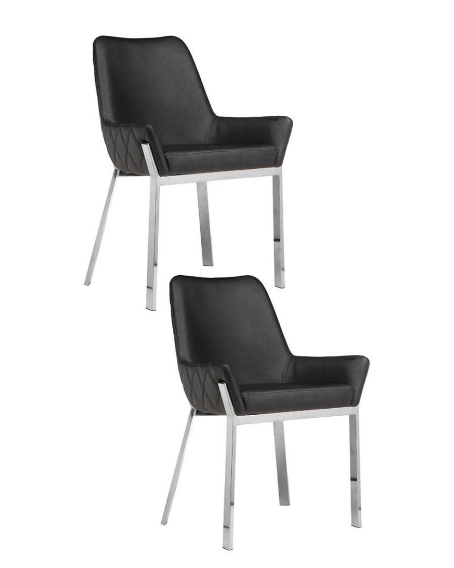 Dining Chairs & Stools * | Pangea Set Of 2 Hudson Diamond Tufted Chairs Home Dining Chairs & Stools