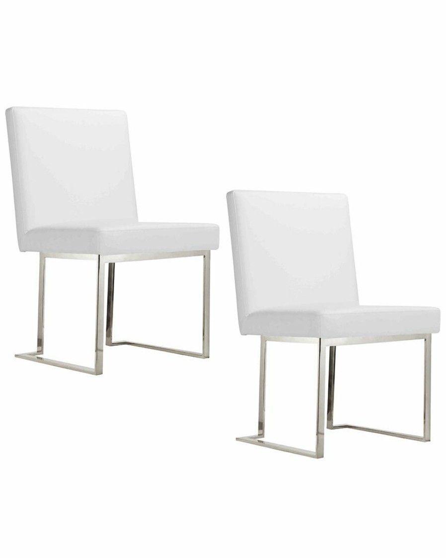 Dining Chairs & Stools * | Pangea Home Dexter Side Chair White Pu (Set Of 2) Dining Chairs & Stools