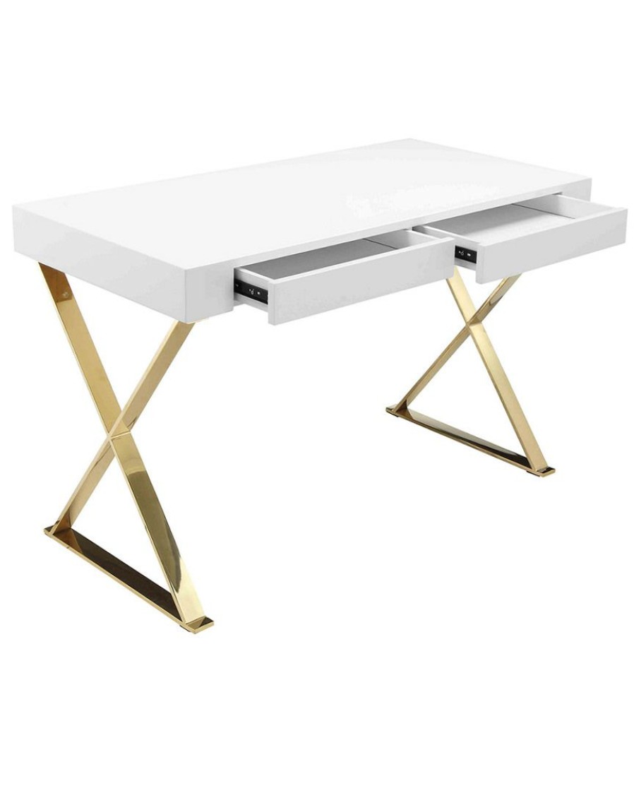 Desks & Storage * | Pangea Gold X-Leg Desk Home Desks & Storage