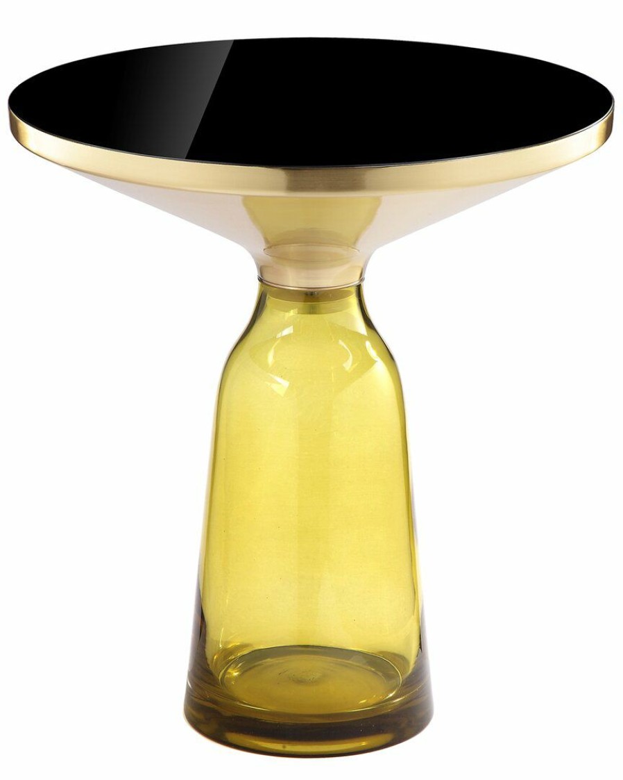 End & Side Tables * | Pangea Home Gbelinda Side Table Yellow Glass End & Side Tables