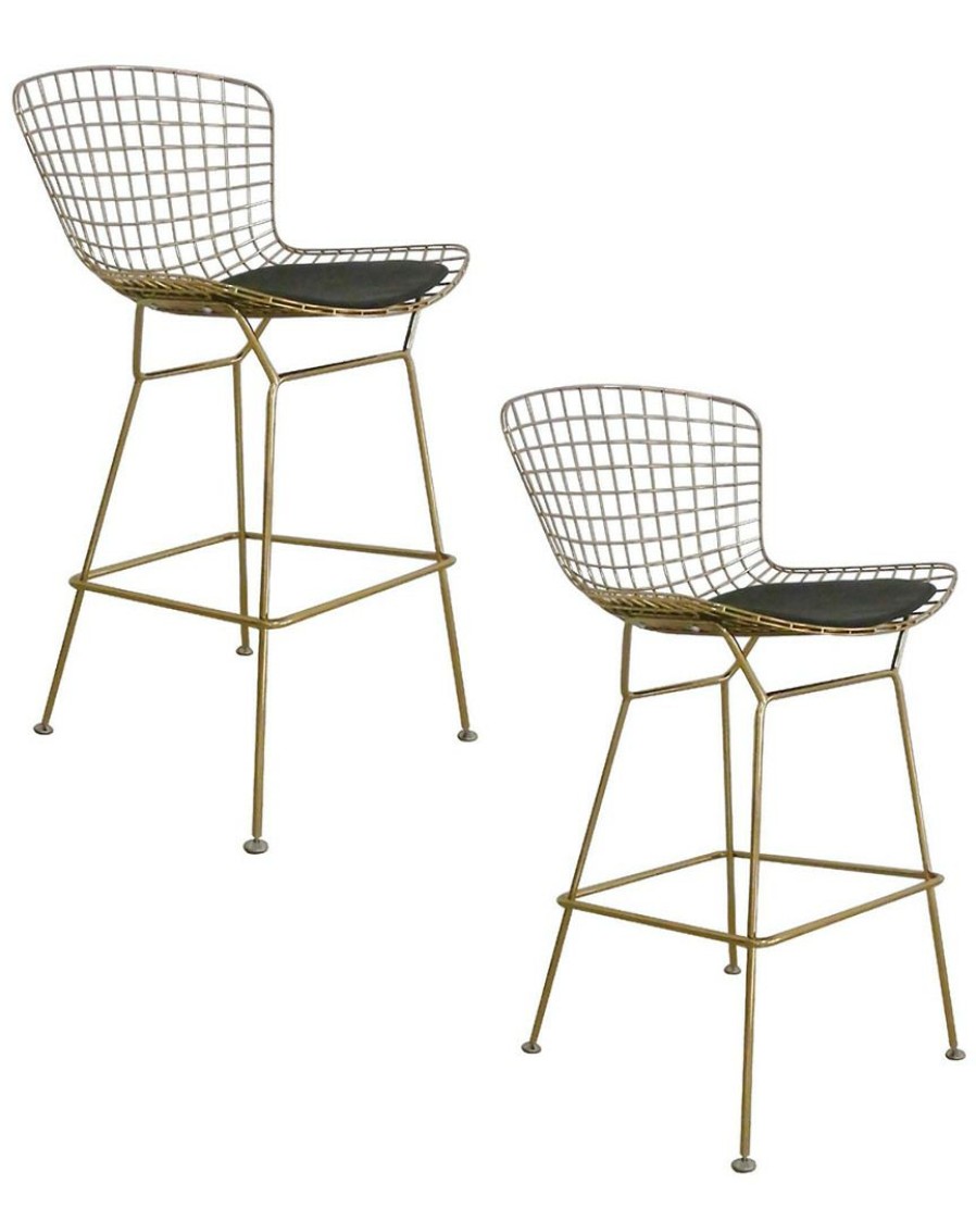 Dining Chairs & Stools * | Pangea Set Of 2 Gold Shuttle Bar Stools Home Dining Chairs & Stools