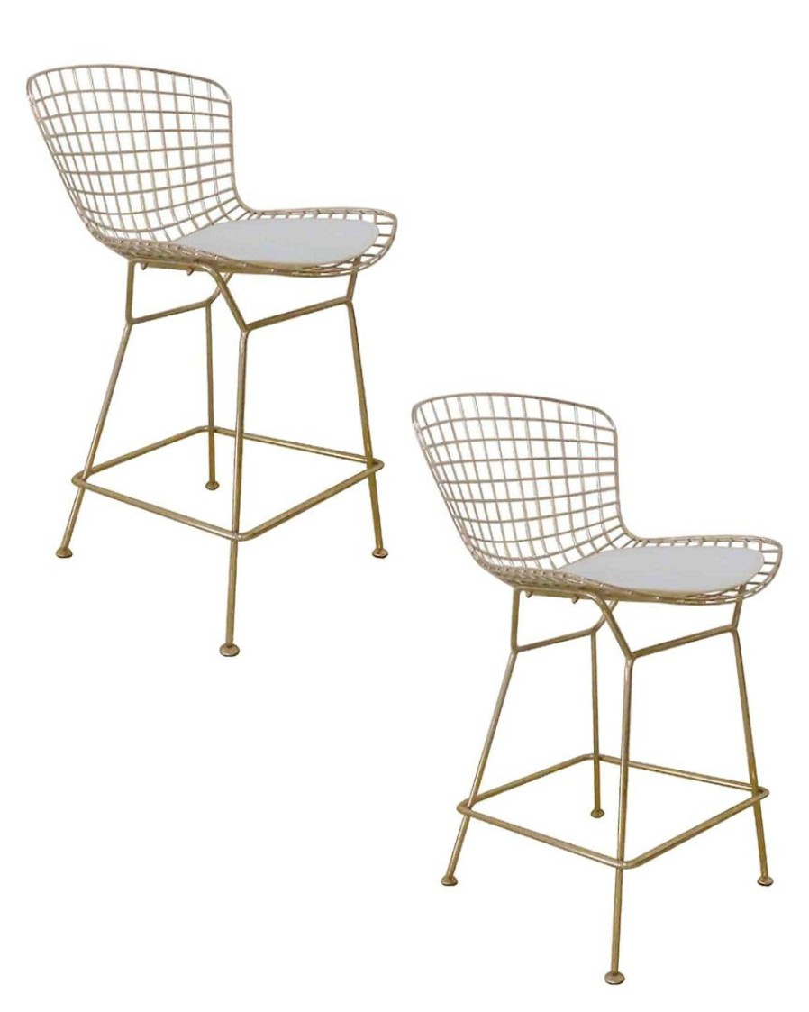 Dining Chairs & Stools * | Pangea Set Of 2 Gold Shuttle Counter Stools Home Dining Chairs & Stools