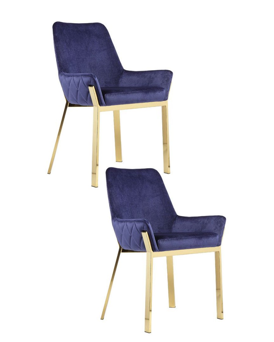 Accent Chairs * | Pangea Set Of 2 Hudson Diamond Tufted Chairs Home Accent Chairs