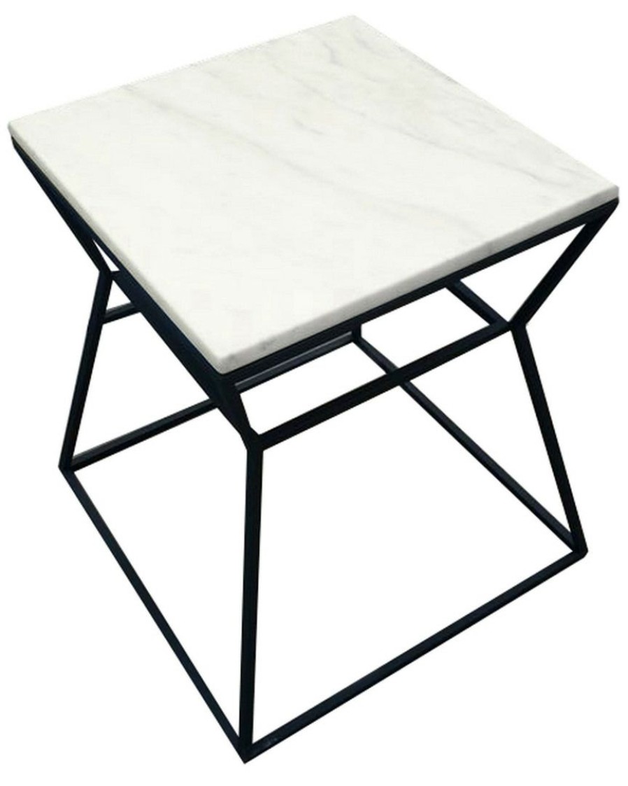 End & Side Tables * | Pangea Geo Side Table Frame With Marbel Top Home End & Side Tables