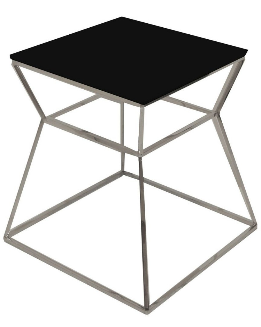 End & Side Tables * | Pangea Geo Side Table Metal Frame With Glass Top Home End & Side Tables