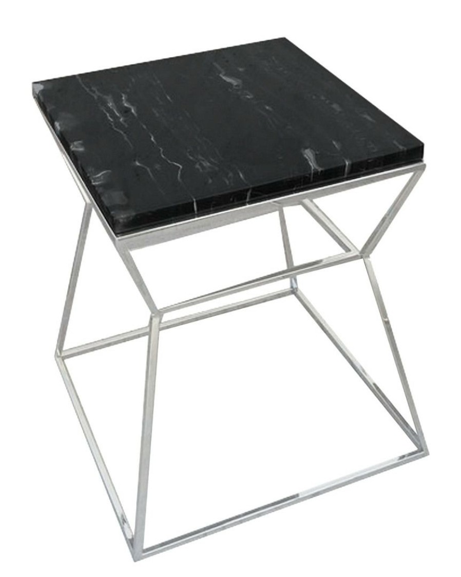 End & Side Tables * | Pangea Geo Side Table Metal Frame With Marbel Top Home End & Side Tables