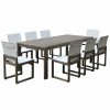 Dining Sets * | Pangea Home Vick 9 Piece Dinng Set, Brown Frame White Textilene Dining Sets