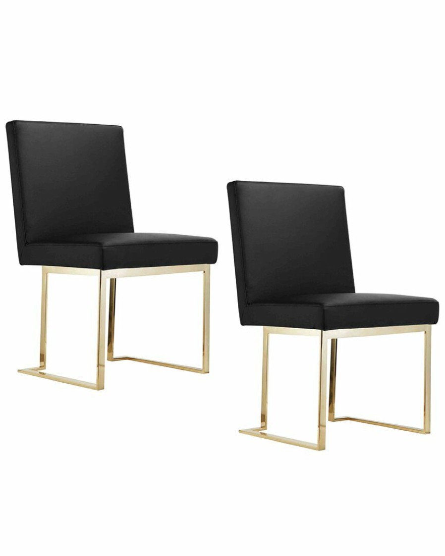 Dining Chairs & Stools * | Pangea Home Gold Dexter Side Chair Black (Set Of 2) Dining Chairs & Stools