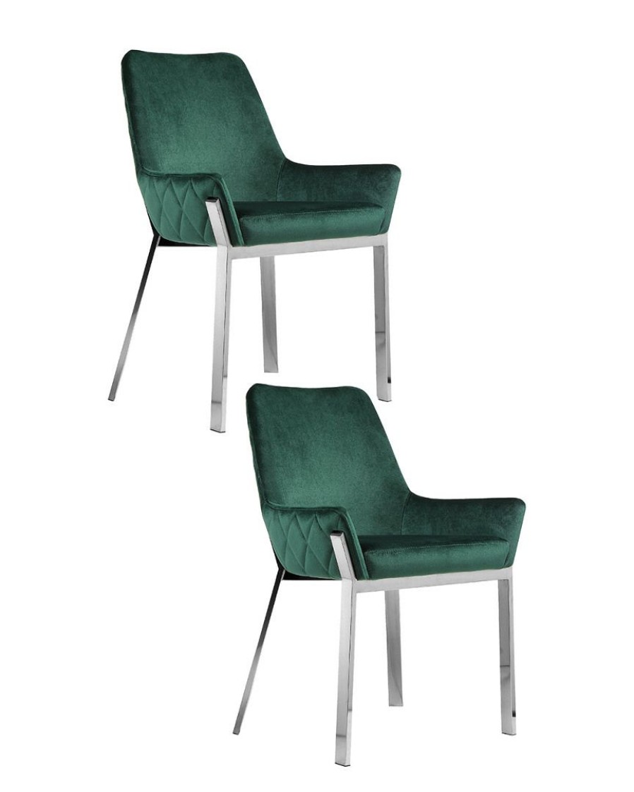 Dining Chairs & Stools * | Pangea Set Of 2 Hudson Diamond Tufted Chairs Home Dining Chairs & Stools